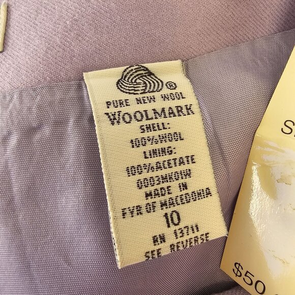 Vintage Amanda Smith Lavender Wool Pencil Skirt Sz 10 Side Kick-pleat 70s NWT - Picture 5 of 9